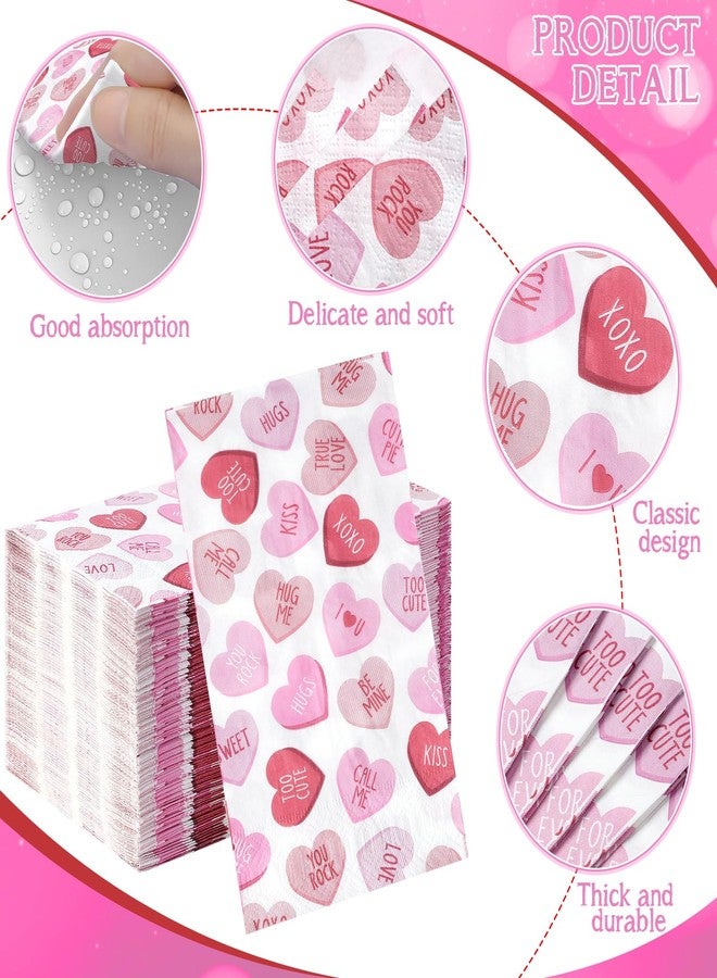 Pascliyna 200Pcs Valentine’s Day Paper Napkins, Pink Disposable Love Heart Napkins, Valentines Decorative Paper Guest Towels for Valentines Day Wedding Engagement Anniversary Home Bathroom Party Supplies - Image 3